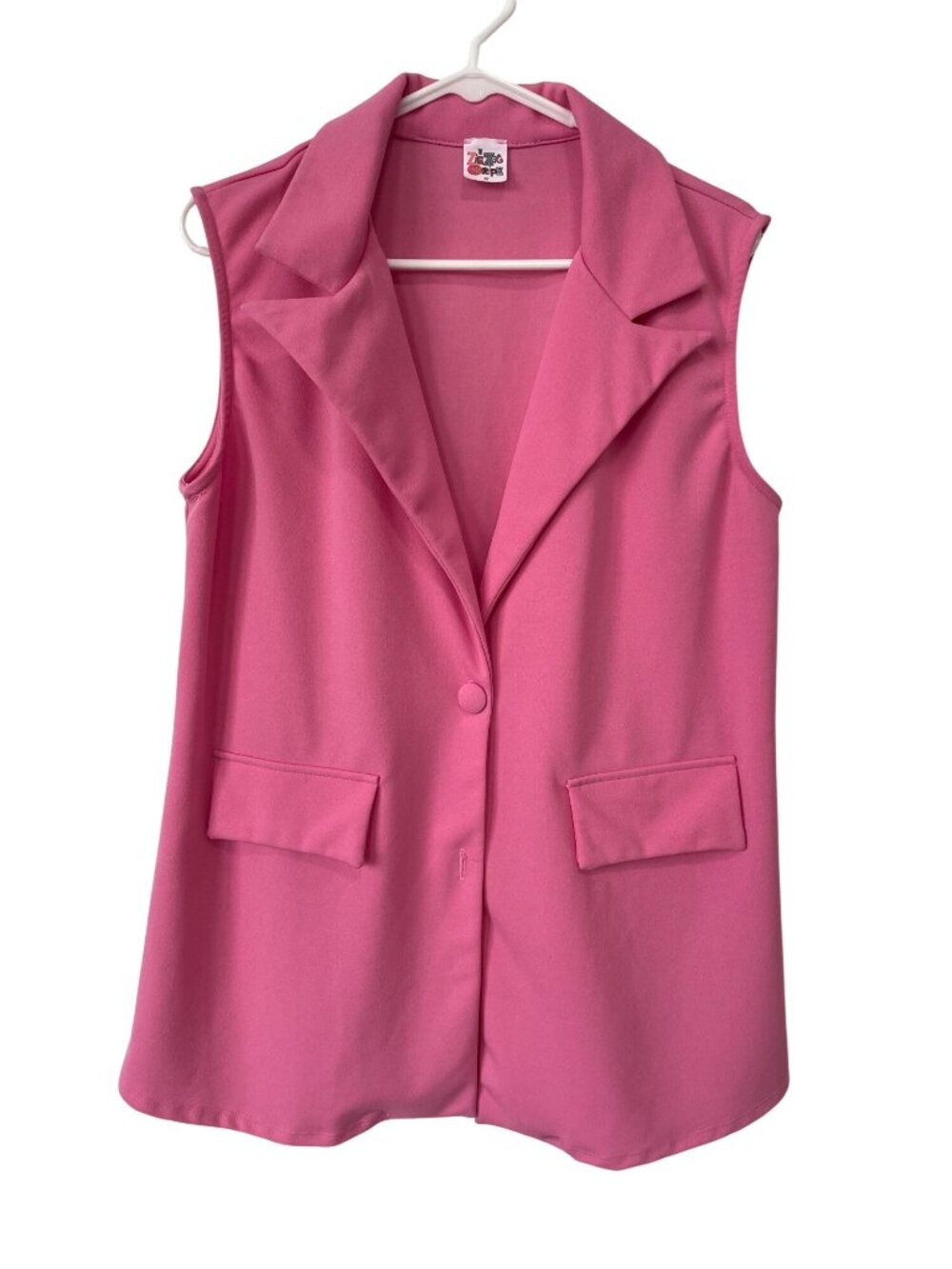 The Zig Zag Stripe Blazer Vest Medium Sleeveless Button Front Pink Barbiecore
